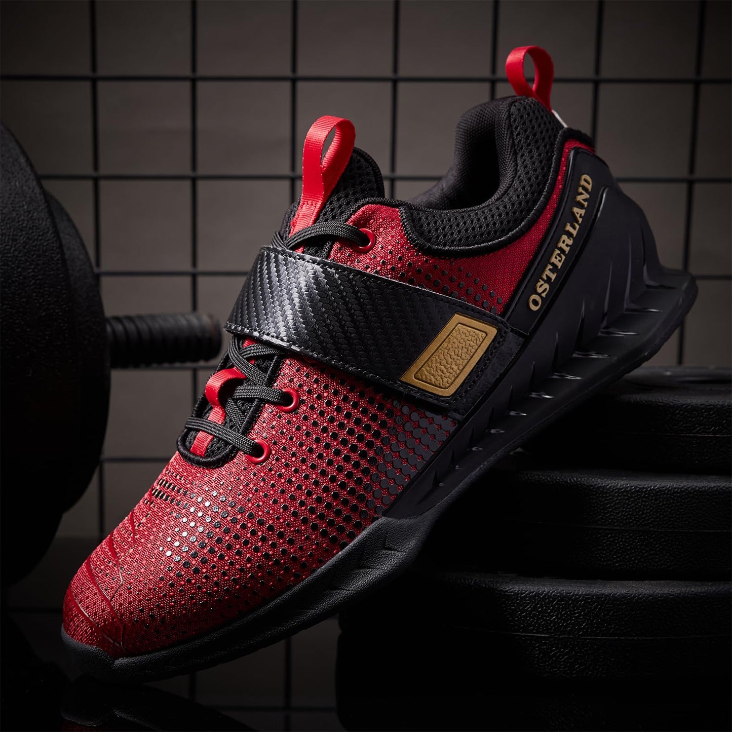 Osterland Weightlifting Shoes for Men Women,1.4 Inch Squat Shoes Black/Red