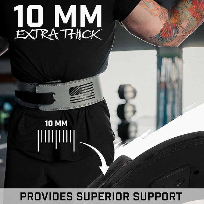 Weight Lifting Belt - Lever Gym Belt for Weightlifting, 10mm Leather Weight Belt for Men - 4 Inches Wide for Support & Stability for Workouts, Powerlifting, Bodybuilding, Fitness & Crossfit