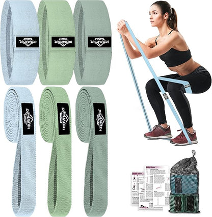 Fabric Resistance Bands for Working Out, 6Pack Non-Slip Exercise Bands for Women and Men, Fabric Booty Bands for Home, Fitness, Pilates, Stretching