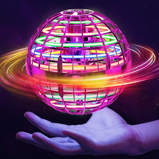 Flying Orb Ball (Pink, 2025 Upgraded) with Dazzling Lights, Magic Hover Spinner, Boomerang Drone