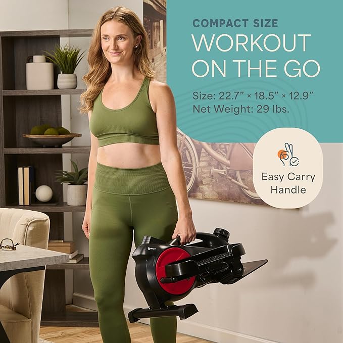 Lifepro Under Desk Elliptical Exercise Machine with or without Red Light, Seated Pedal Exerciser for Seniors & Adults, Quiet Elliptical Machine for Home or Office, Portable Leg Exerciser While Sitting