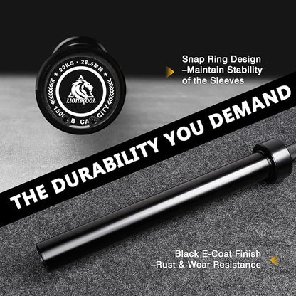 LIONSCOOL 7FT Olympic Barbell for Weightlifting, Power Lifting, 2 Inch Strength Training Bar for Squats, Deadlifts, Presses, Rows, Curls - 700lbs/1000lbs/1500lbs Capacity