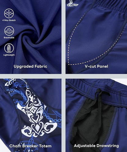 HUGE SPORTS Men's Rash Guard Swim Shorts Compression Swimming Jammer Cool Dry Active Swimsuit Workout Shorts Sports Tights