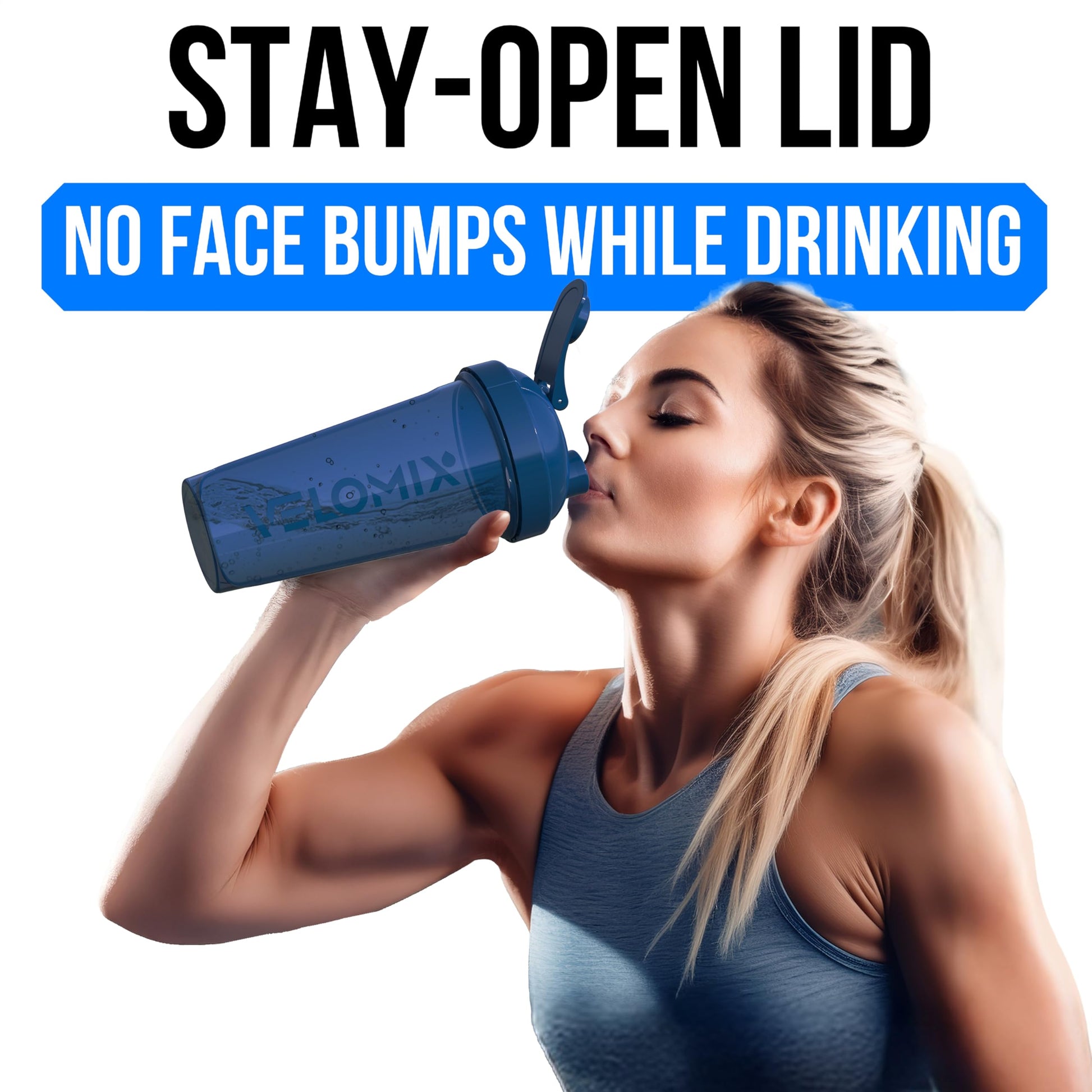 VELOMIX 2 Pack 28oz Protein Shaker Bottle for Protein Mixes, Blue/Green