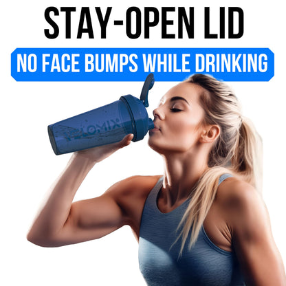 VELOMIX 2 Pack 28oz Protein Shaker Bottle for Protein Mixes, Blue/Green