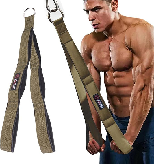 Tricep Rope Cable Attachment (Two Lengths Built in One) Greater Range of Motion,Tricep Pull Down Rope Extension Straps Cable Crossover Accessories