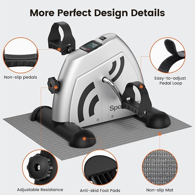 Sportneer Under Desk Bike Pedal Exerciser: Mini Exercise Bike Portable Peddler Sitting for Seniors with LCD Display Arm & Leg Bike Pedals Exerciser with Anti-Skid Mat for Home Office