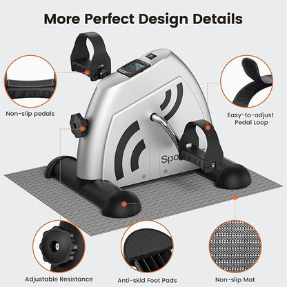 Sportneer Under Desk Bike Pedal Exerciser: Mini Exercise Bike Portable Peddler Sitting for Seniors with LCD Display Arm & Leg Bike Pedals Exerciser with Anti-Skid Mat for Home Office