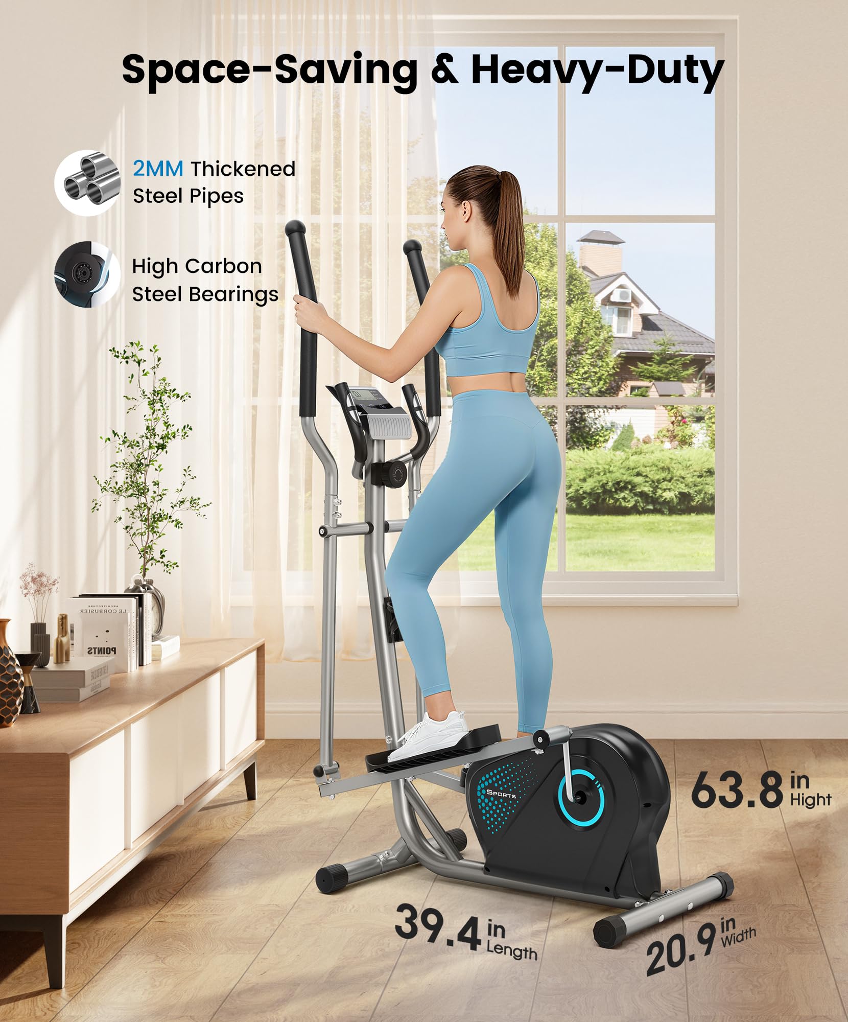 THERUN Elliptical Exercise Machine, Ultra-Quiet Magnetic Machine for Home