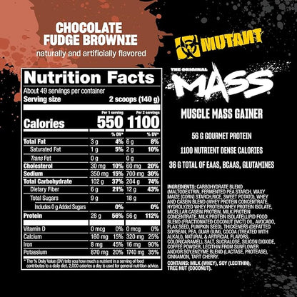 Mutant Mass Weight Gainer Protein Powder ??Build Muscle Size and Strength with 1100 Calories (Chocolate Fudge Brownie, 15 Pound (Pack of 1))