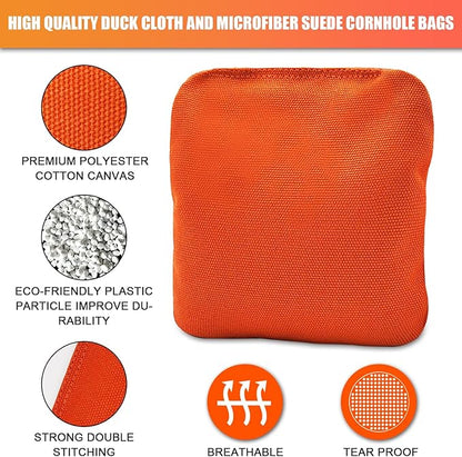 JIMTERRY Professional Cornhole Bags Set of 8 Dual Sided Corn Holes Bags Double Sided Regulation Slick and Stick Corn Hole Bean Bags for Pro Corn Hole Game