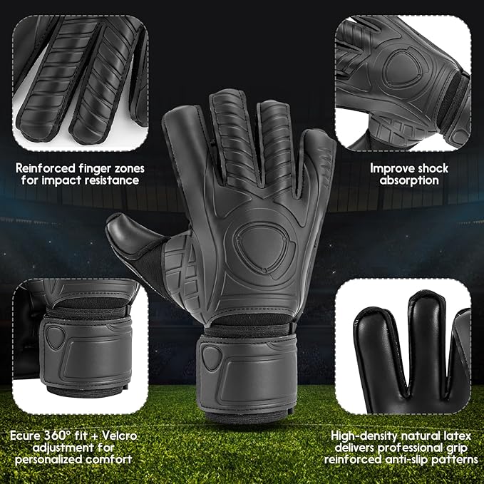 Soccer Goalkeeper Gloves with Finger Protection to Prevent Injuries, Strong Grip for Tough Tackles, Breathable Goal Keeper Gloves for for Kids, Youth and Adult