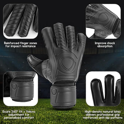 Soccer Goalkeeper Gloves with Finger Protection to Prevent Injuries, Strong Grip for Tough Tackles, Breathable Goal Keeper Gloves for for Kids, Youth and Adult