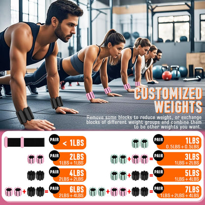 AMORIX Ankle Weights for Women Men 3 Pairs (Total 7lbs) Wrist Weights