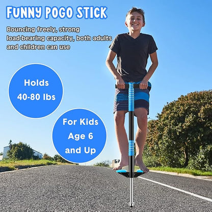 Leitee 2 Pack Pogo Stick for Kids Age 6 and Up, Suitable for 40-80 lbs, Soft Foam Jump Stick, Pogo Stick for Beginners Kids Exercise Body Balance Keep Healthy (Green and Blue)