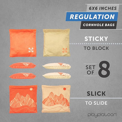 Professional Cornhole Bags - Set of 8 Regulation All Weather Double Sided - Sticky Side/Slick Side Bean Bags for Pro Corn Hole Game