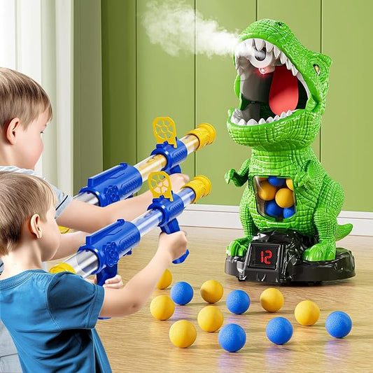 Dinosaur Shooting Toys for Kids 3-5 Years, Movable Target Shooting Games with 2 Air Pump Launcher