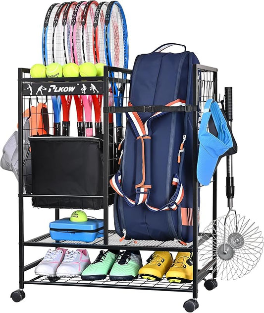 PLKOW Tennis Bag Organizer Tennis Racket Storage Rack, Tennis Equipment Holder for Bags, Balls