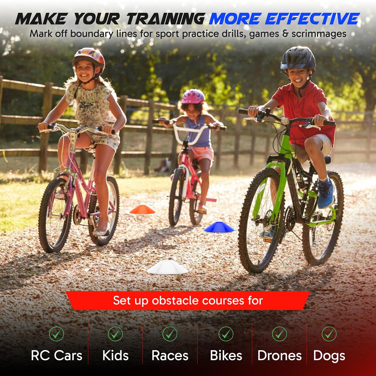 Pro Disc Cones (Set of 50) - Agility Soccer Cones with Carry Bag and Holder for Sports Training