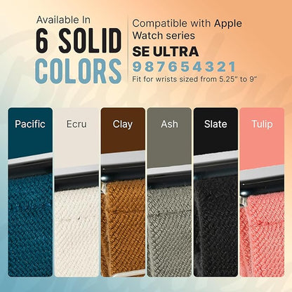 Braxley Bands - Organic Cotton Watch Bands For Women and Men, Compatible With All Apple Watch Sizes and Series - Washable, Sweat-Absorbent, Breathable Fit, Elastic Smart Watch Bands