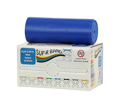 CanDo Sup-R Band Latex Free Exercise Band, 6 Yard Roll, Blue, Level 4, Heavy Resistance