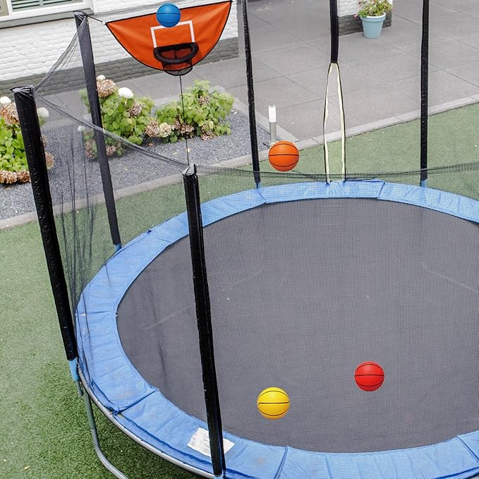 Trampoline Basketball Hoop, with Pump and 4 Mini Balls, Easy to Install, Universal Trampoline Accessories, Trampolines Basketball for Dunking