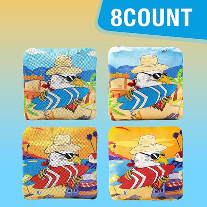 EunHo Cornhole Bags Regulation Dual Sided Set of 8, Professional Cornhole Bean Bags Slick & Sticky Side Bags with Carry Bag