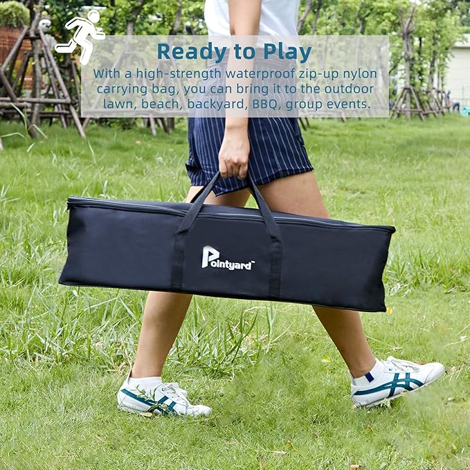 Pointyard Six Player Croquet Set, 28’’ Croquet Set with Wooden Mallets/Colored Ball/Wickets/Stakes for Adults/Teenager/Family-Perfect for Lawn/Backyard Game/Park (Includes Carry Bag)