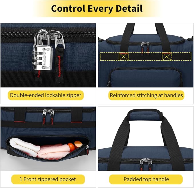 22 inch Gym Bag for Men - 55L Large Travel Duffle Bag Sports Equipment Bag with Multiple Zippered Pockets,Outdoor Workout Duffle Bag for Overnight Weekend - Navy Blue