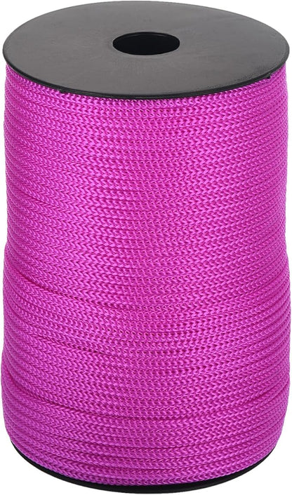 MECCANIXITY 5/32 Inch Polypropylene Rope Braided Ropes, 328ft Camping Rope Hollow Utility Cord for Clothesline, Hiking, Outdoor, Rose Red