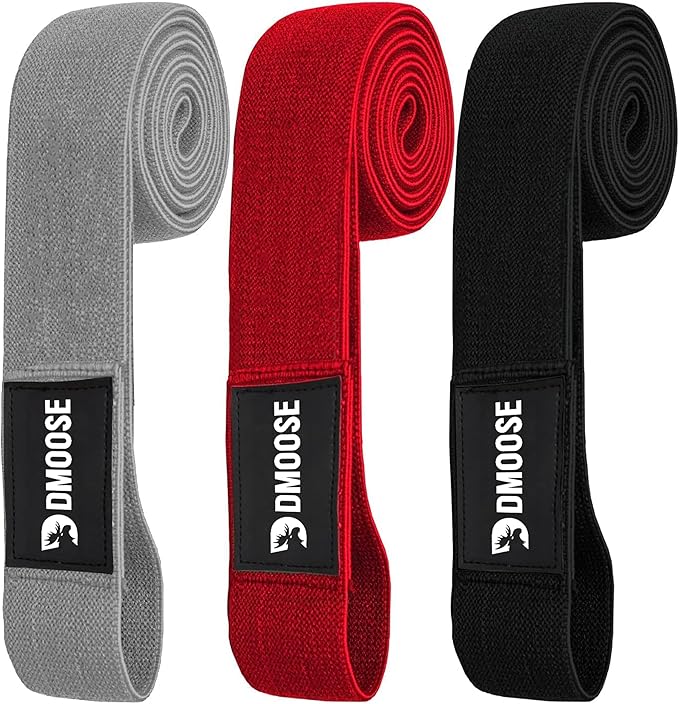 DMoose Fitness Fabric Resistance Bands for Full Body Exercises - Non-Slip Thick Cloth Stretch Band for Squats, Lunges & Bicep Curls - Long Resistance Bands for Working Out - Booty Band for Men & Women