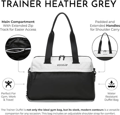 Vooray 25L Trainer Duffel Bag ??Lightweight Travel Duffel for Women and Men with Shoe Pocket, Workout Bag, Weekender for Overnight, Football, Traveling, or Hospital Use