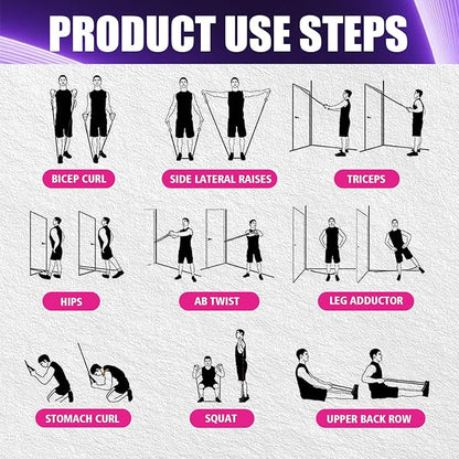 WHATAFIT Resistance Bands, Exercise Bands，Resistance Bands for Working Out, Work Out Bands with Handles for Men and Women Fitness, Strength Training Home Gym Equipment