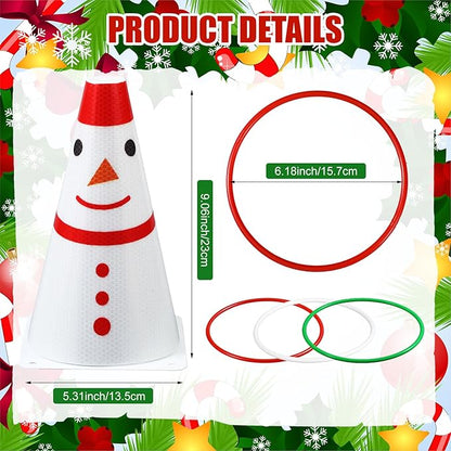 Leitee 6 Sets Candy Corn Ring Toss Game Plastic Cones Ring Toss Combo Set Mini Traffic Cones Toss Game for Sports Training Garden Backyard Outdoor Activities