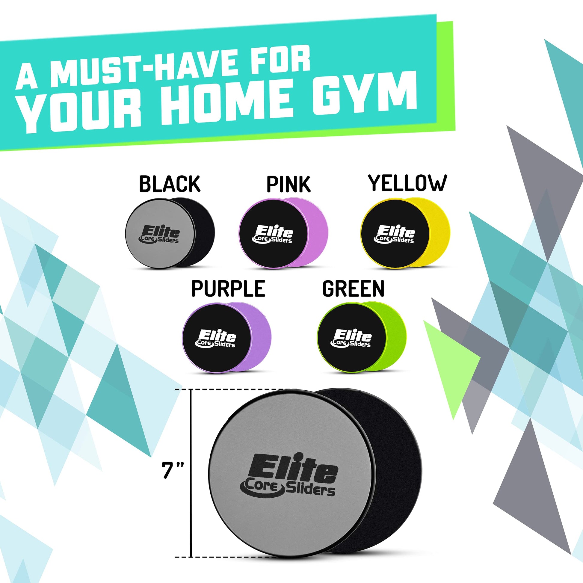 Elite Sportz Equipment Core Sliders, Exercise Gliding Discs for Strengthening, Dual Sided Gliders