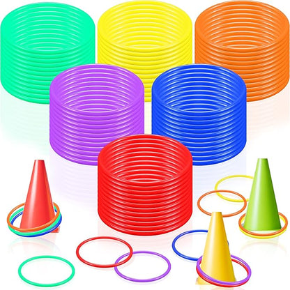 Civaner 72 Pcs Ring Toss Rings Game Plastic Carnival Ring Toss for Speed Agility Practice, Fun Target Toys Carnival Halloween Party Favors Throw Bottle Sports Yard Family Game