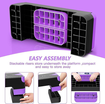 Aerobic Exercise Step, Adjustable Aerobic Stepper for Exercise, Workout Step Platform for Step Up, 26.5" Step Deck with 4??6??8??Adjustable Height Risers, Women Home Gym Cardio Fitness