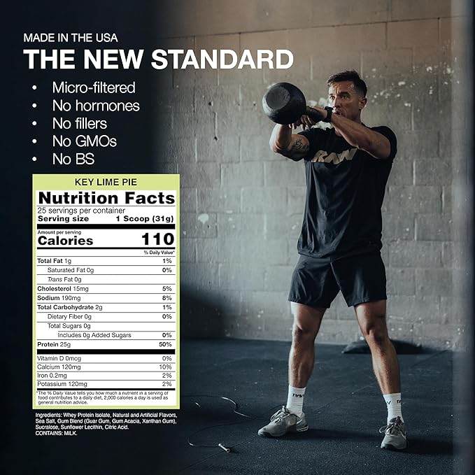RAW Whey Isolate Protein Powder, Key Lime (CBUM Itholate Protein) - 100% Grass-Fed Sports Nutrition for Muscle Growth & Recovery - Low-Fat, Low Carb, Naturally Flavored - 25 Servings
