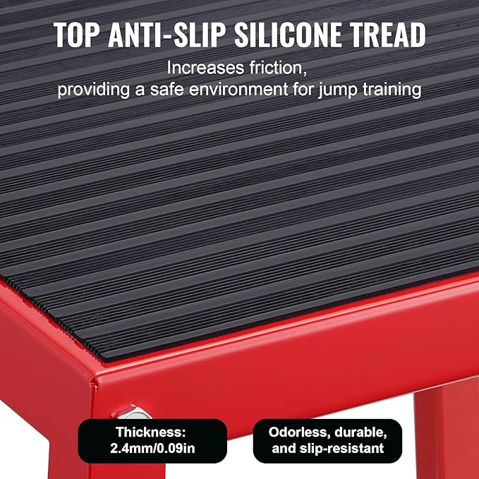 VEVOR Plyometric Jump Box, 18 Inch Plyo Box, Steel Plyometric Platform and Jumping Agility Box, Anti-Slip Fitness Exercise Step Up Box for Home Gym Training, Conditioning Strength Training