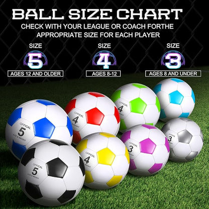 HyDren 8 Pcs Soccer Balls Bulk with Pump Deflated Official Size Sport Soccer Ball for Kid Adult Game Match Indoor Outdoor Gift for School Sports Game Birthday Party Gift Christmas Operation