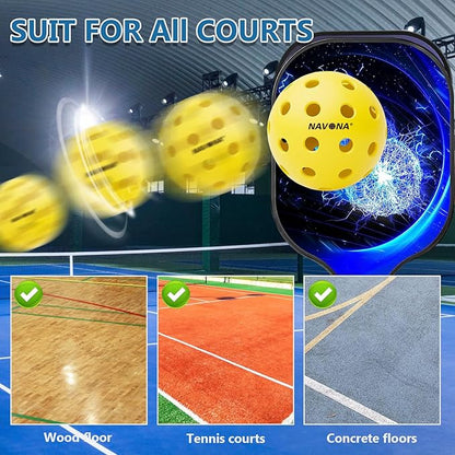 Navona 48 Pack Premium 40-Holes Yellow Outdoor Pickleball Balls, Meet USAPA Official Requirement, Perfectly Balanced, High Bounce True Flight, Durable Outdoor Pickleball Set