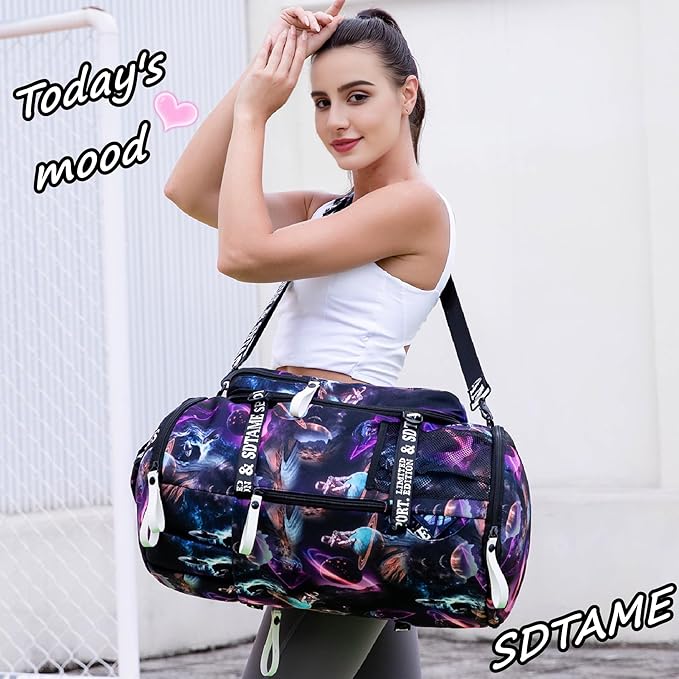 Gym Duffle Bag Backpack with Shoe Compartment,4 ways Travel Backpack for Women and Men,Multi-Functional Weekender bag with Waterproof Layer&Laptop Compartment for Fitness, Travel,Camping