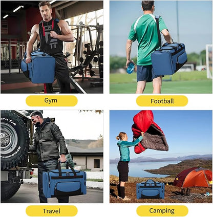 22 inch Gym Bag for Men - 55L Large Travel Duffle Bag Sports Equipment Bag with Multiple Zippered Pockets,Outdoor Workout Duffle Bag for Overnight Weekend - Blue