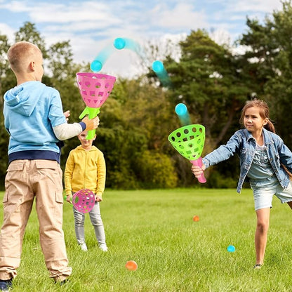 Pop Pass Catch Ball Game Set – 4 Launchers, 20 Balls, Toss and Catch Outdoor Toys for Kids Ages 3-8, Indoor Yard Beach Pool Game, Party Favor for Kids Adults