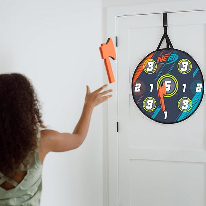 NERF Lumberjack Toss Axe Throw - Back-of-Door Axe Tossing Target with 2 Foam Axes - Great for Game Rooms or Kids Bedrooms