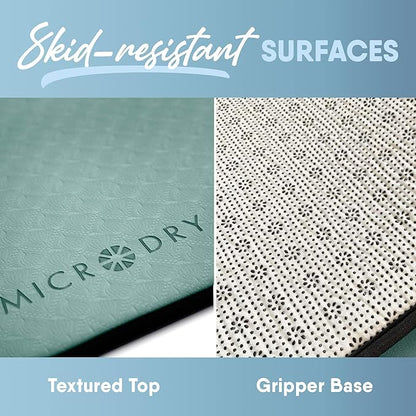 MICRODRY Deluxe Fitness Exercise Yoga Mat for Home & Gym, Extra Thick for High Impact Training, Multi Layered Skid Resistant Surface, Odor Neutralizing with Carrying Strap