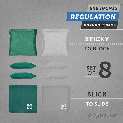 Professional Cornhole Bags - Set of 8 Regulation All Weather Double Sided - Sticky Side/Slick Side Bean Bags for Pro Corn Hole Game