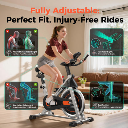 YOSUDA Exercise Bike, Brake Pad Stationary Bike for Home with Exclusive App, Magnetic Indoor