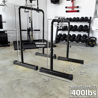 Synergee Dip Bar. Adjustable Dip Station from 30????39??for Dips, Inverted Pull Ups. Max capacity 400 lbs. Portable Dip Stand for Total Body Workout. Available in Yellow and Black.