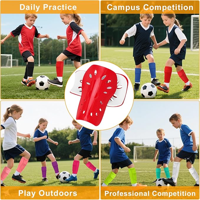 2 Pairs Shin Guards Soccer for Kids,Shin Pads Extra Lightweight Breathable Slide in Shin Guard for Football Training Match Outdoor Activities Protective Slip-in Shin Guards for Boys Girls